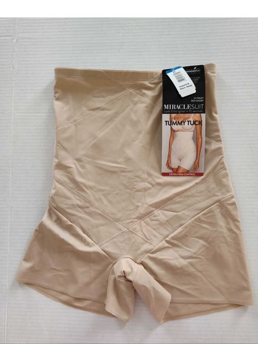 Miraclesuit Instant Tummy Tuck High Waist Shaping Boyshort Warm Beige XL